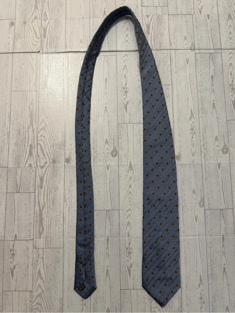 Pal Zileri Gruppo Forall Silk Tie, Blue Herringbone Geometric, Made in Italy‎